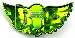 Washed Up Hollywood 1½” Pewter Plate Crystal Skull Head Belt Buckle Green Goth