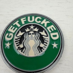 Get F Parody Coffee Siren Belt Buckle Novelty Green Enamel Round Metal