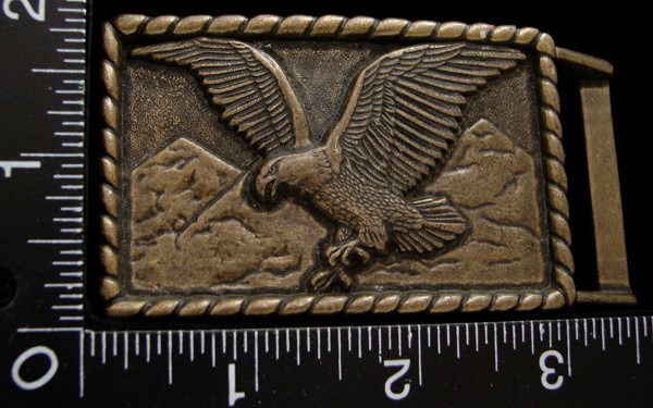 LI08178 *NOS* VINTAGE ***ROPE DESIGN w/ SPREAD WINGED EAGLE*** BELT BUCKLE