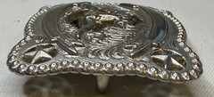 Vintage Looking Western Longhorn Belt Buckle 37580 Silver Tone No Makers Mark