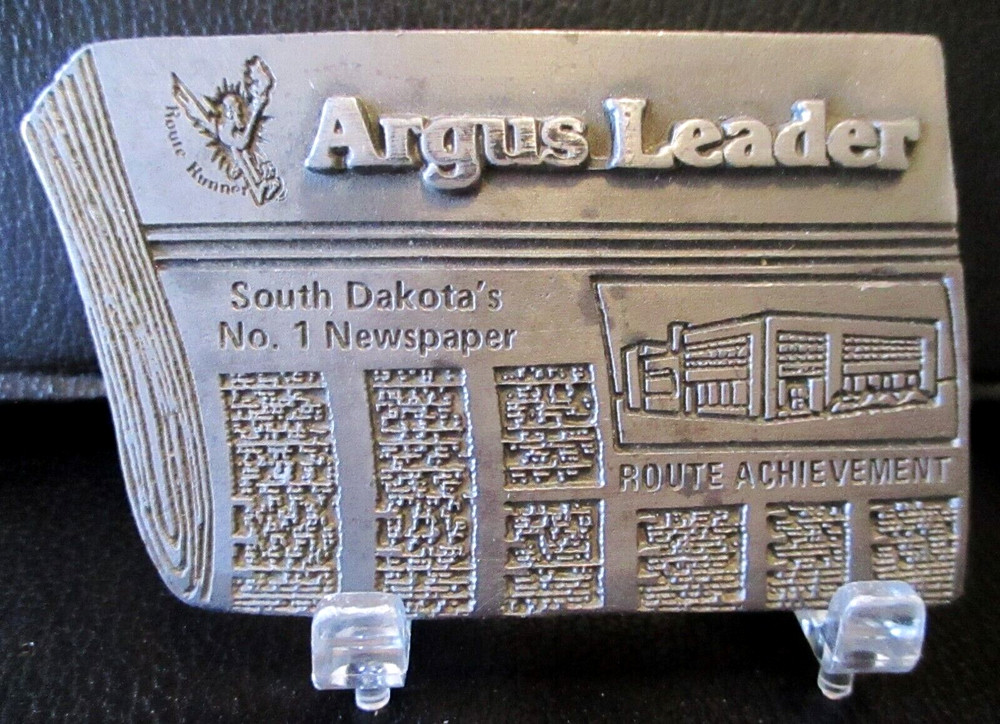 Argus Leader South Dakota&rsquo;s No. 1 Newspaper Route Achievement Pewter Belt Buckle