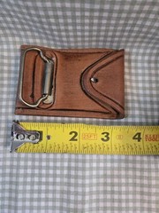 Tooled Leather TEXAS Belt Buckle Hidden Money Flap Western Cowboy Style