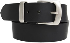 Solid Brass Buckle and Keeper Quality Full Grain Genuine Leather Belt 41004. BLK