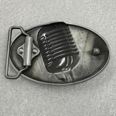 Microphone Sound Wave Belt Buckle Retro Music Rockabilly Metal