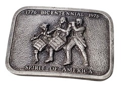 VINTAGE BICENTENNIAL 1776-1976 SPIRIT OF AMERICA METAL BELT BUCKLE