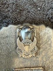 Vintage 1980s Great American Belt Buckle Co- Pewter & Enamel American Bald Eagle