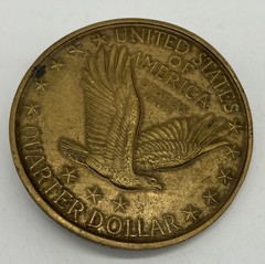VTG Quarter Dollar Solid Brass Belt Buckle United States America Eagle Coin