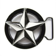 Circle Star Western Cowboy Black White Enamel Belt Buckle