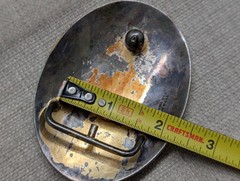 vintage CRUMRINE belt buckle « B » heavy silver plate BRONZE sterling WESTERN
