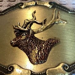 Elk Mule Deer Head Raintree Buckle & Jewelry Inc Brass Belt Buckle Hunting Theme
