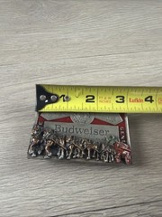 Budweiser Markatron Beer Clydesdales Silver Red Metal Belt Buckle