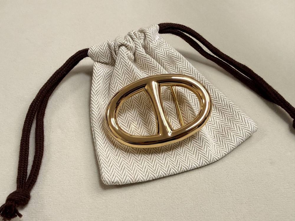 32mm Buckle Replacement Belt Buckle Oval Polished Gold/Silver H with Pouch