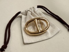 32mm Buckle Replacement Belt Buckle Oval Polished Gold/Silver H with Pouch