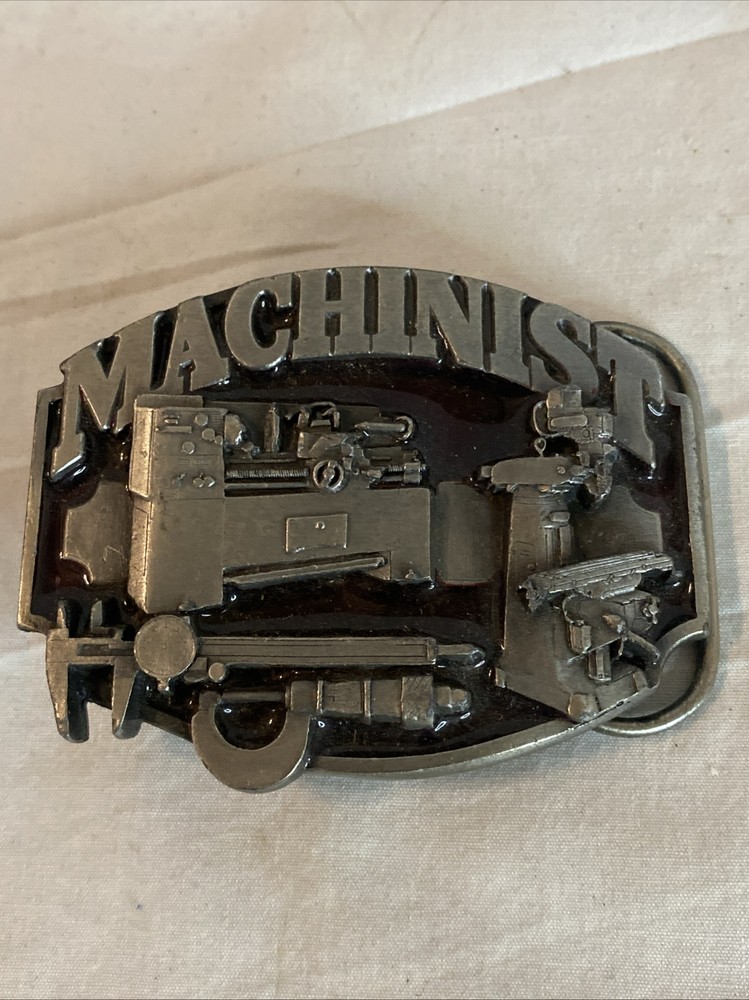 Vintage 1987 Siskiyou Buckle Co Machinist Belt Buckle R-50 Made In USA