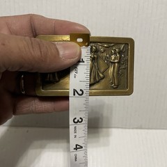 Vintage Western Square Dancing Belt Buckle Cowboy Solid Brass 3D Graphics Rodeo