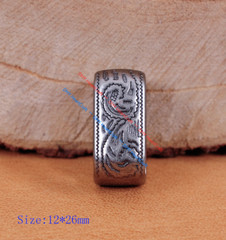 22mm Vintage Silver Flower Engraved Cowboy Western 3 piece belt Pin buckle Set