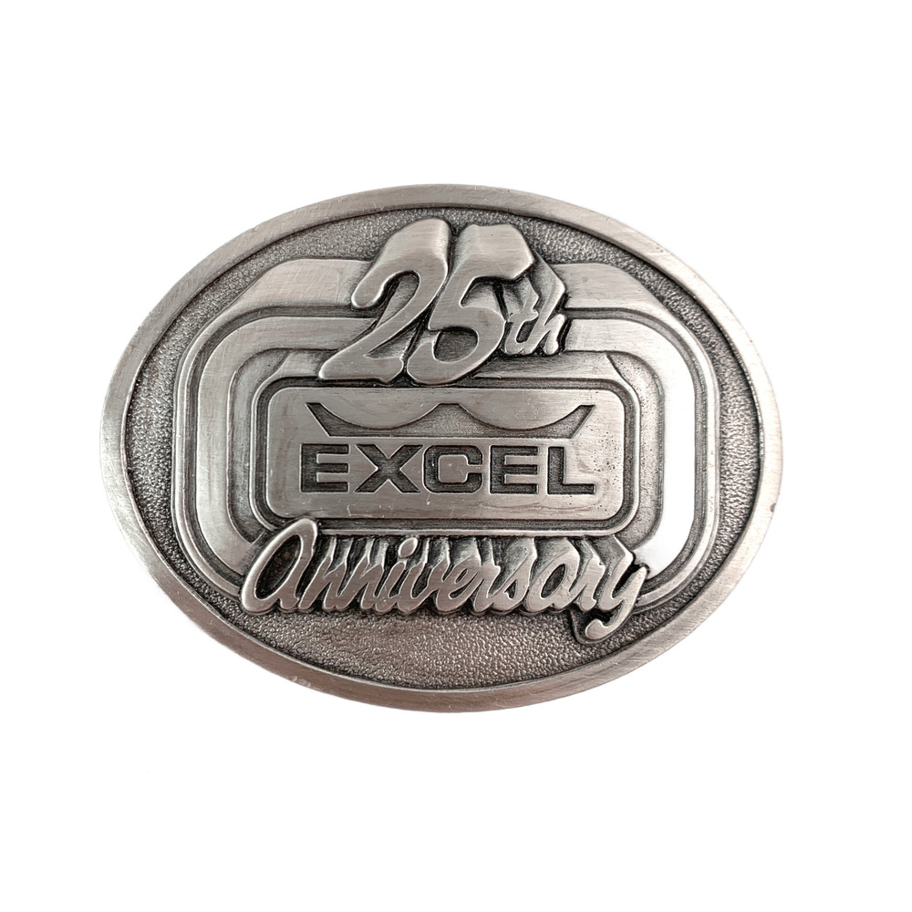 Excel 25th Anniversary Belt Buckle Silver Tone Oval Limited Edition 1985