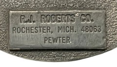 Vintage RJ Roberts Arm & Hammer Pewter Belt Buckle Product Advertising Made USA