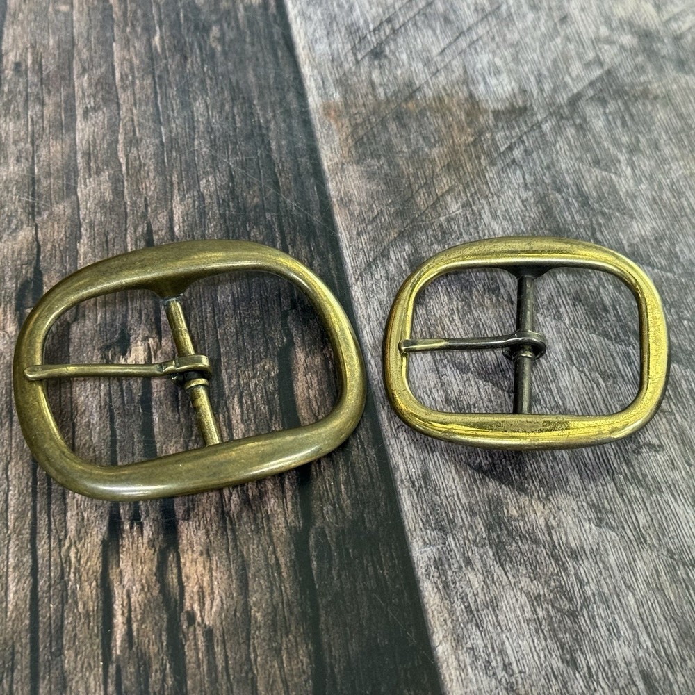 Brass Rounded Belt Buckle Lot Of 2