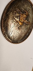 .925 Silver Front Vintage German Silver Western Belt Buckle Cowboy Roping
