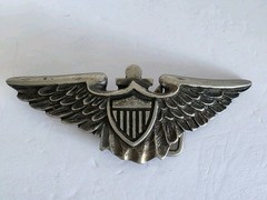 Vintage Military US Army Air Force? Aviator Badge Pilot Wings Shield Belt Buckle