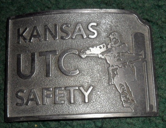 Vintage? Kansas UTC Safety Pewter Look Belt Buckle Utility Contractors! LOOK R4