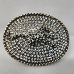 Silver toned Jaguar Rhinestone Belt Buckle 4&Prime; 7oz
