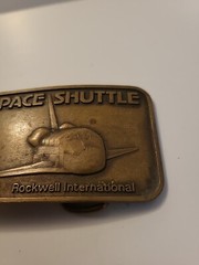 Vintage Space Shuttle Rockwell International Brass Belt Buckle
