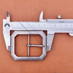 Men Rectangle Heavy Duty Strong Silver Center Bar Pin Belt Buckle Fit 40mm Strap