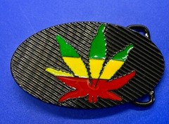 Rasta Colored Pot Marijuana CBD Weed Leaf Delta-283773 New Colorful Belt Buckle