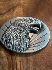 3D Men&rsquo;s American Eagle Belt Buckle USA Proud Antique SilverTone Fits 1.5&Prime; Belt