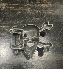 SKULL & BONE WITH BULLET Belt Buckle – Fine Pewter Belt Buckle – Brand New
