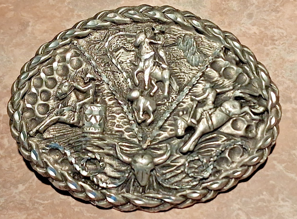 Vintage EGE Metal Western Rodeo Belt Buckle 1992 Made In USA