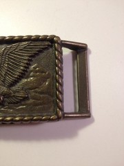 Beautiful Brass Belt Buckle With Eagle On Front * Mountain And Nice Border