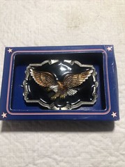 Vtg Belt Buckle 1983 The Great American Buckle Co ENAMEL EAGLE QD1243 3 3/4&Prime; USA