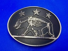 California State Flag Skeleton Grizzly Bear Stars Belt Buckle Chrome 6464