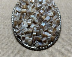 Western Style Belt Buckle Mother of Pearl Inspired Mosaic Oval Interchangeable