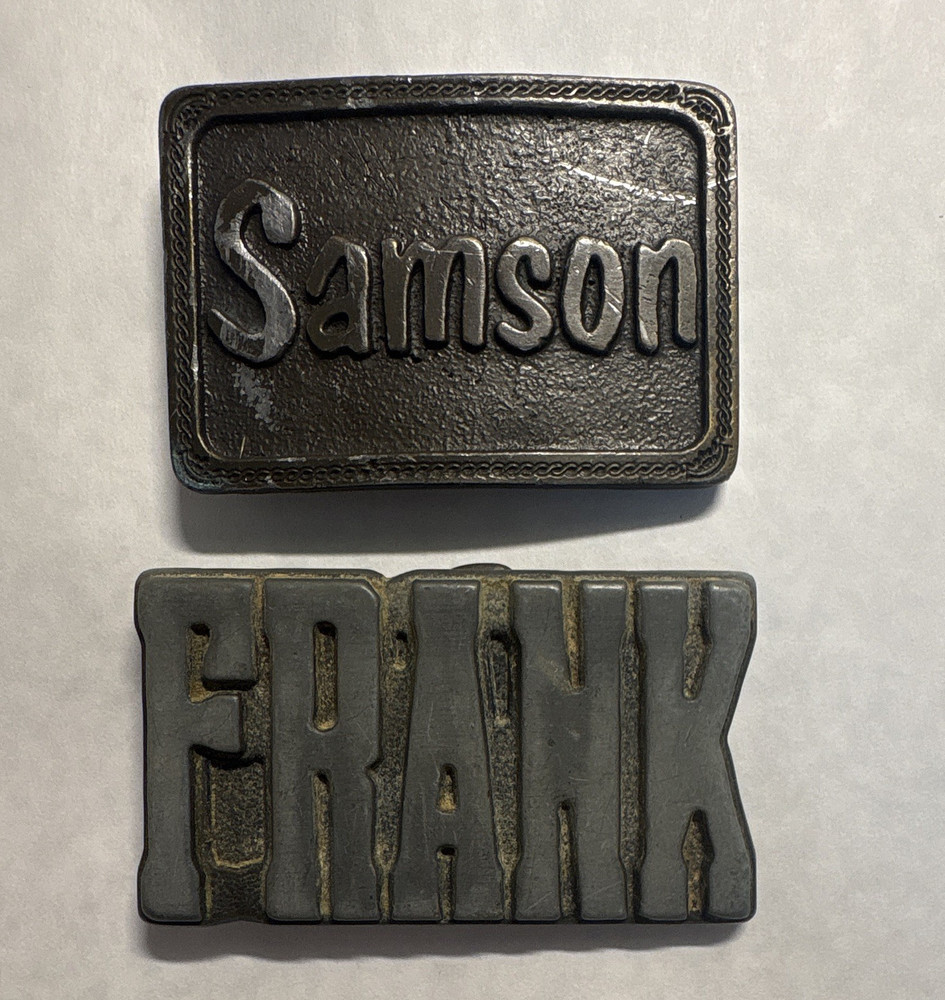 Lot of 2 Men’s Western Metal Belt Buckles Samson Rectangular Fits 1.5 in