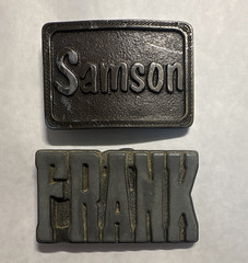 Lot of 2 Men’s Western Metal Belt Buckles Samson Rectangular Fits 1.5 in