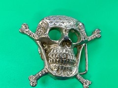 Skull Head Crossbones Halloween Biker Gothic Punk Vibe Belt Buckle