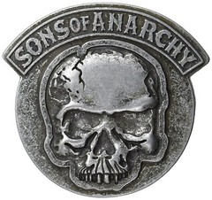 Men&rsquo;s Sons of Anarchy SOA Embossed Gunmetal Cracked Skull Belt Buckle