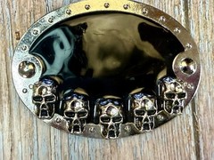 Creepy Five Skull&rsquo;s Head Black Enameled Halloween Gothic Punk Biker Belt Buckle