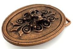 Skull Gothic Belt Buckle Bronze Tone Biker Punk Halloween Oval