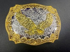 Western American Pride USA Bald Eagle Majestic Flying Two Tone Belt Buckle