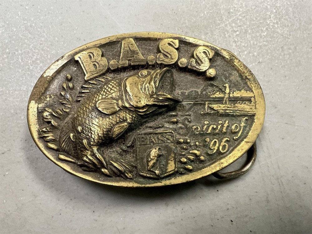 Vintage B.A.S.S. Spirit of &rsquo;96 Bass Anglers Sportmans Society Belt Buckle Adult