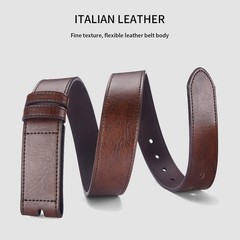 MACBORO 1-1/2&Prime; (38mm) Leather Belt Without Size 35 (Fits Waist 31-32）, Brown