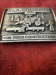 Vintage G.A. Simmons Inc Oil Field Construction Belt Buckle Guy Huey Promotions