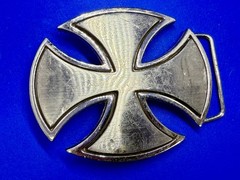 Maltese Iron Cross Religious Gothic Punk Vibe Silver Color Cutout Belt Buckle