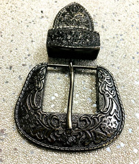 Western 3 piece buckle set copper Black buckle 1.5&Prime; 38mm cowgirl brass buckle