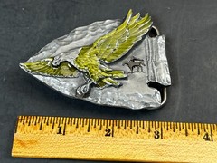 Arrowhead Eagle Belt Buckle Siskiyou Native American Indian Spirit Green Enamel